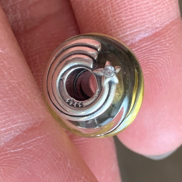 NWOT Shooting Star Grooved Murano Glass Charm Sterling Silver 925 - Picture 12 of 12